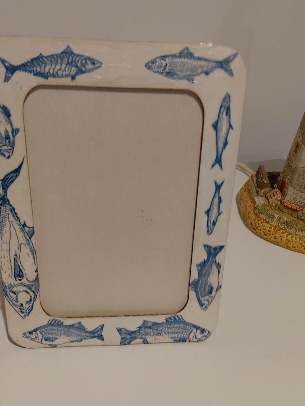 Blue Fish Wood Photo Frame - Decoupaged